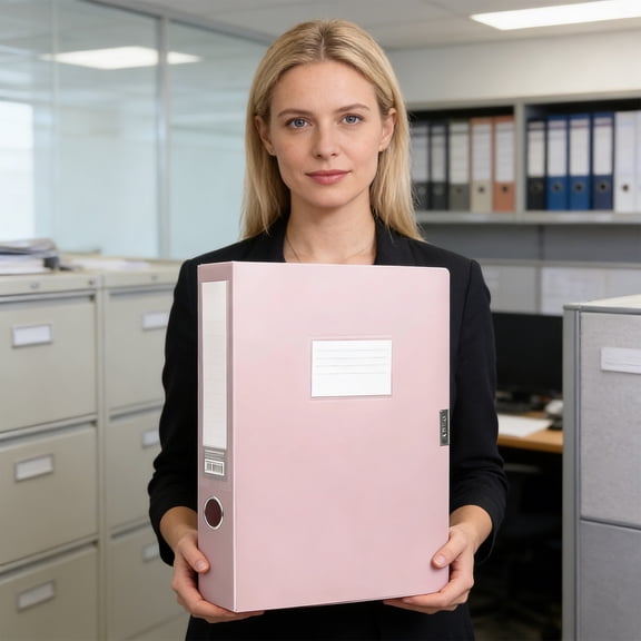 Foldable A4 File Box, 12.44x9.13in Thickened Polypropylene Document Organizer, Plastic File Storage Box with Label Panel for Office Supplies & Document Management