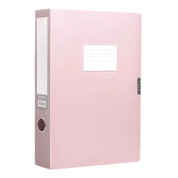 Foldable A4 File Box with 0.79 Inch Spine, Thickened Polypropylene Document Organizer with Writable Label and Pull Tab for Home Office, Pink