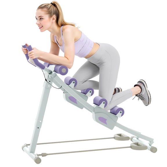 Foldable Ab Machine, 440lb Capacity Home Gym Fitness Ab Trainer Dual-track for Effective Core Workouts, Ab Cruncher Fitness Trainer