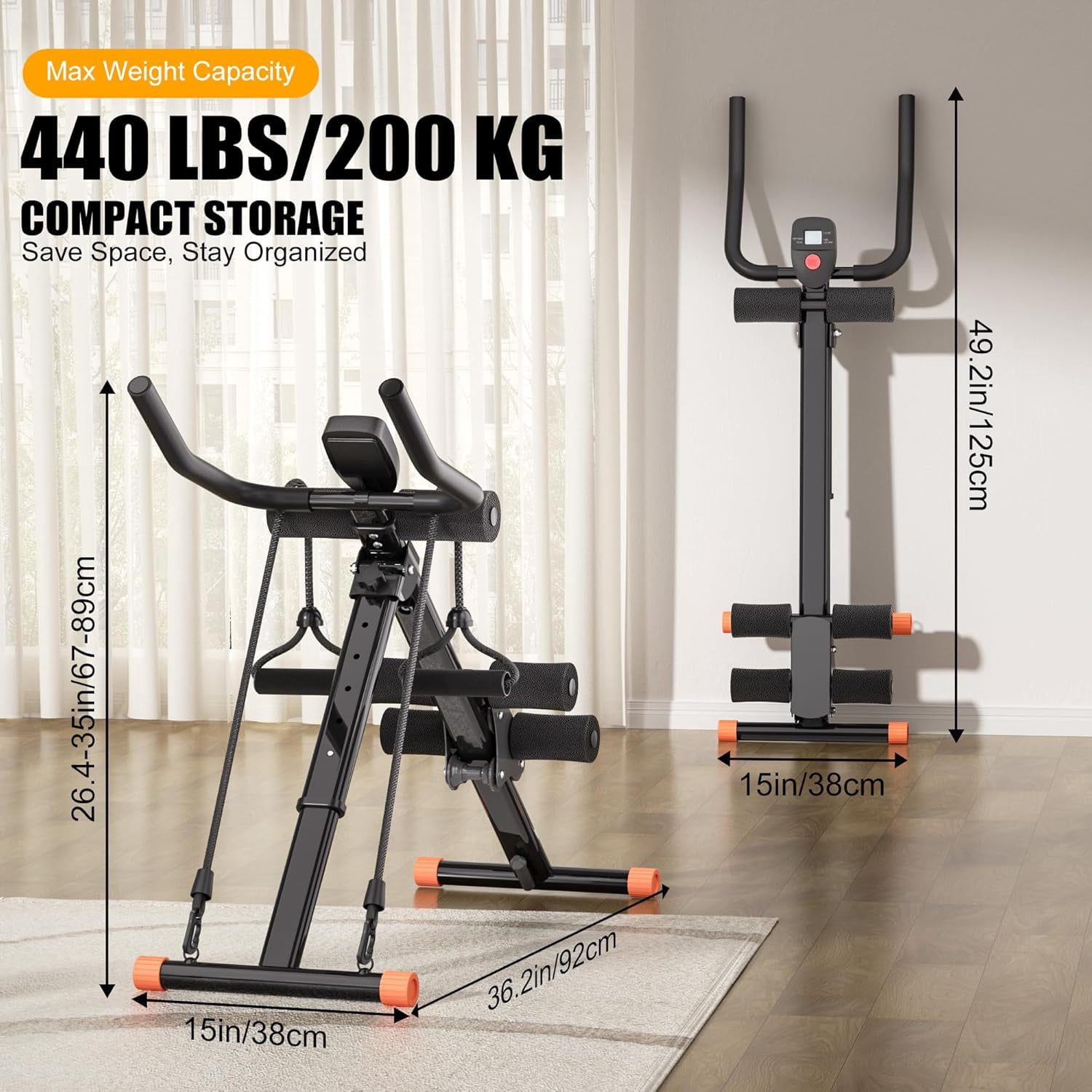 Foldable Ab Machine Trainer with Smart Display for Core Strength Workout at Home Gym