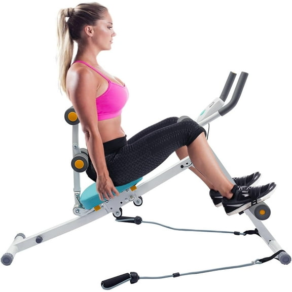 Foldable Abdominal Trainer Sit Up Bench with LED Screen, Full Body Exercise Bench Abdominal Workout Machine Foldable Equipment Core&Abdominal Trainer
