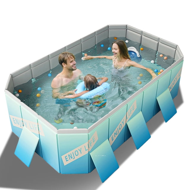 Foldable Exercise Pool Foldable Above Ground Swimming Pools for Kids Adults, Non-Inflatable ...