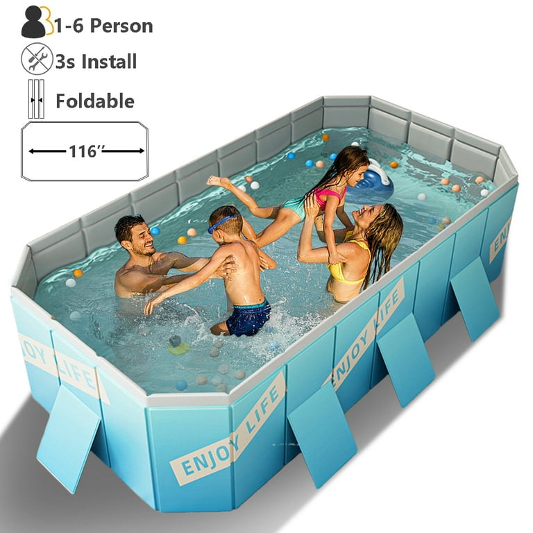 Jonster Large Outdoor Foldable Above Ground Pool for Kids & Adults