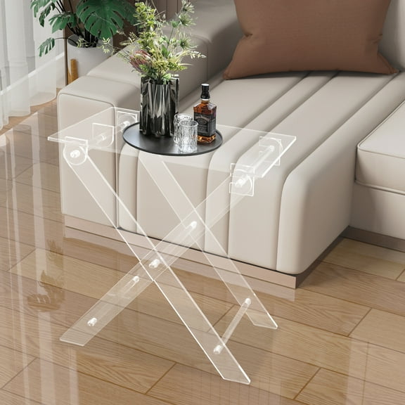 Foldable Acrylic Computer Table X-shaped Clear Computer Rack Stand Coffee Table For Outdoor Camping, Picnics, Fishing