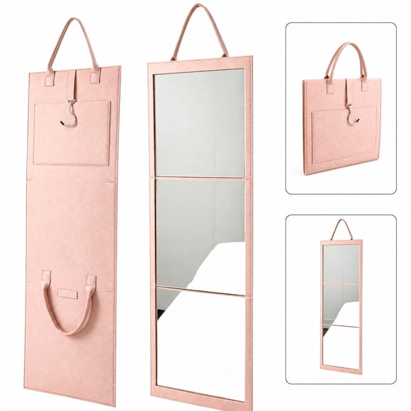 Foldable Acrylic Full Length Mirror With Handle,Tri-Fold,Hanging & Tabletop Use,Portable, Shatterproof, Ideal For Student Dorm Bedroom Makeup Checks Rv Travel Camping,12.2×42.52inch