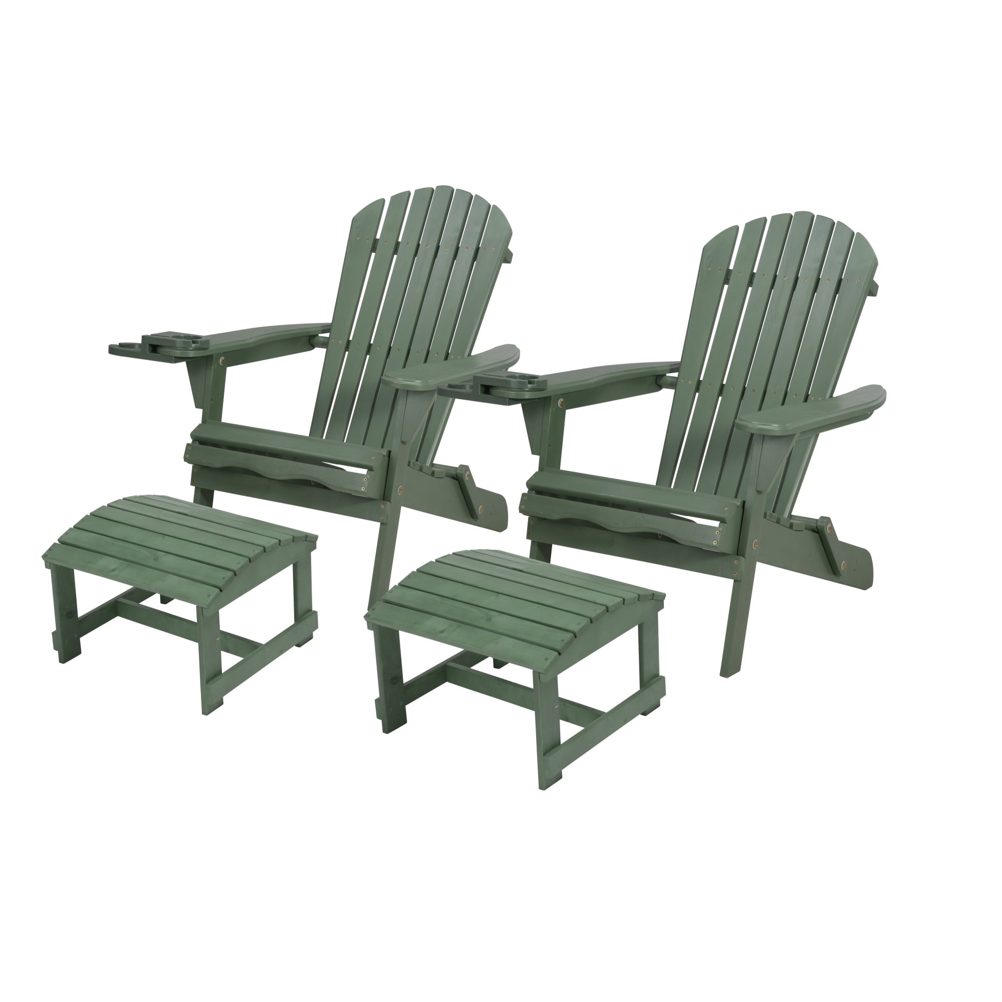 Foldable Adirondack Chair with cup holder Conversation Set, 2 Foldable