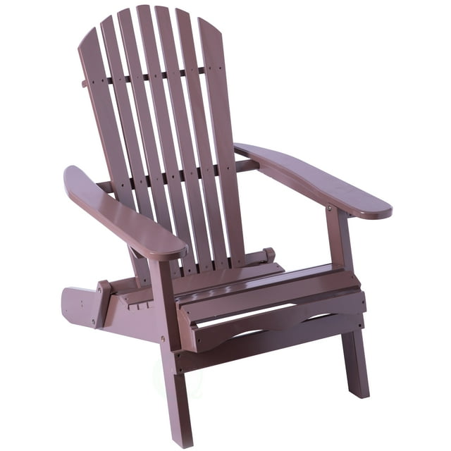 Foldable Adirondack Outdoor Wooden Patio Deck Garden Lounge Chair, Brown