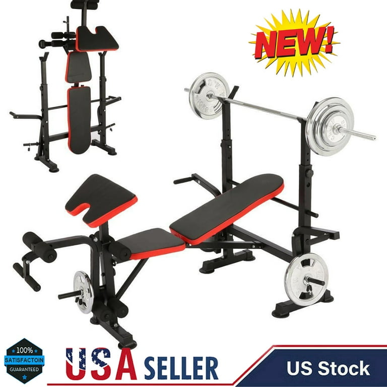 Foldable Adjustable Olympic Weight Bench Set with Leg Developer Preacher 600lbs Walmart