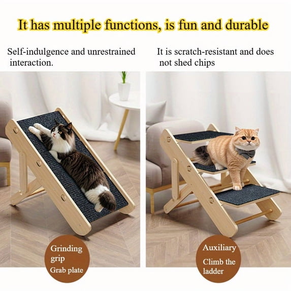 Foldable Adjustable Pet Ladder Ramp, Anti-Slip Durable Auxiliary Steps for Dogs Cats