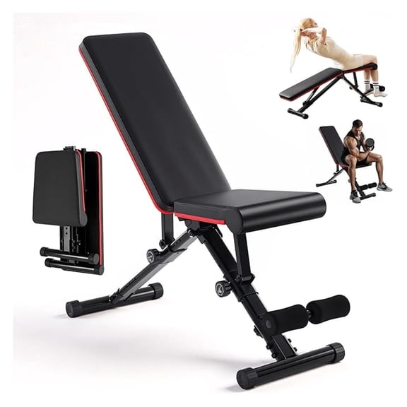 Foldable Adjustable Weight Press 795LB for Home Gym, Full Body Workout Sit Up Exercise, Ab Exercises Strength Training, Lifting Incline Decline Flat Utility Benches, 2-Sec Folding
