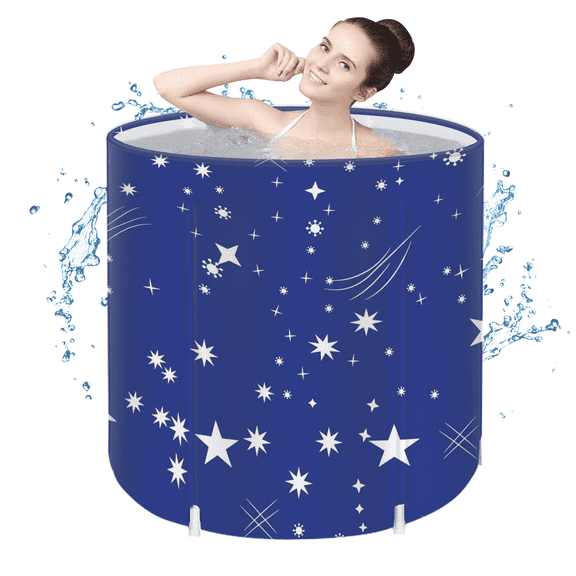 Foldable Adult Japanese Soaking Bathtub, Freestanding Ice Bath and Hot Tub for Tight Spaces