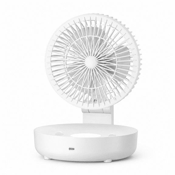 Foldable Air Circulator Fan with LED Light, 3-Speed Quiet USB Rechargeable Desk and Wall Mount Cooling Fan for Kitchen, Office and Bedroom