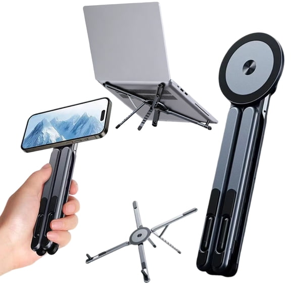 Foldable Aluminum Alloy Laptop Stand with Magnetic Phone Holder, Adjustable Multi-Functional Bracket for Tablets and Professional Workspaces Stationery Supplies