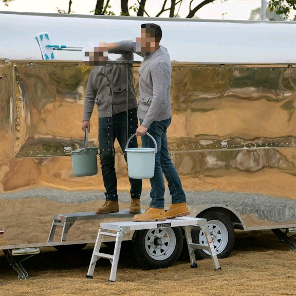 Foldable Aluminum Platform & Step Stool, Non-Slip Folding Work Bench Drywall Stool Ladder 330lbs Capacity, Heavy Duty Portable Bench Ladder Stool for Painting, Car Washing, Decorating$$Tools