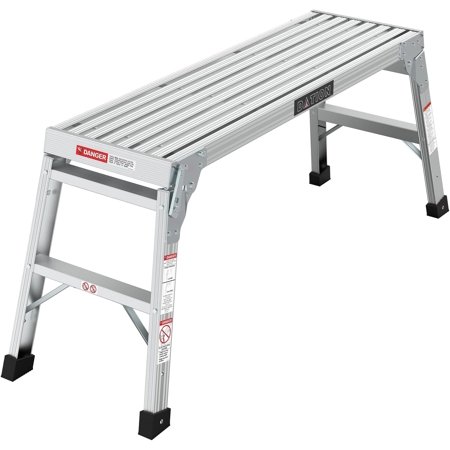 Foldable Aluminum Platform & Step Stool, Non-Slip Folding Work Bench Drywall Stool Ladder 330lbs Capacity, Heavy Duty Portable Bench Ladder Stool for Painting, Car Washing, Decorating