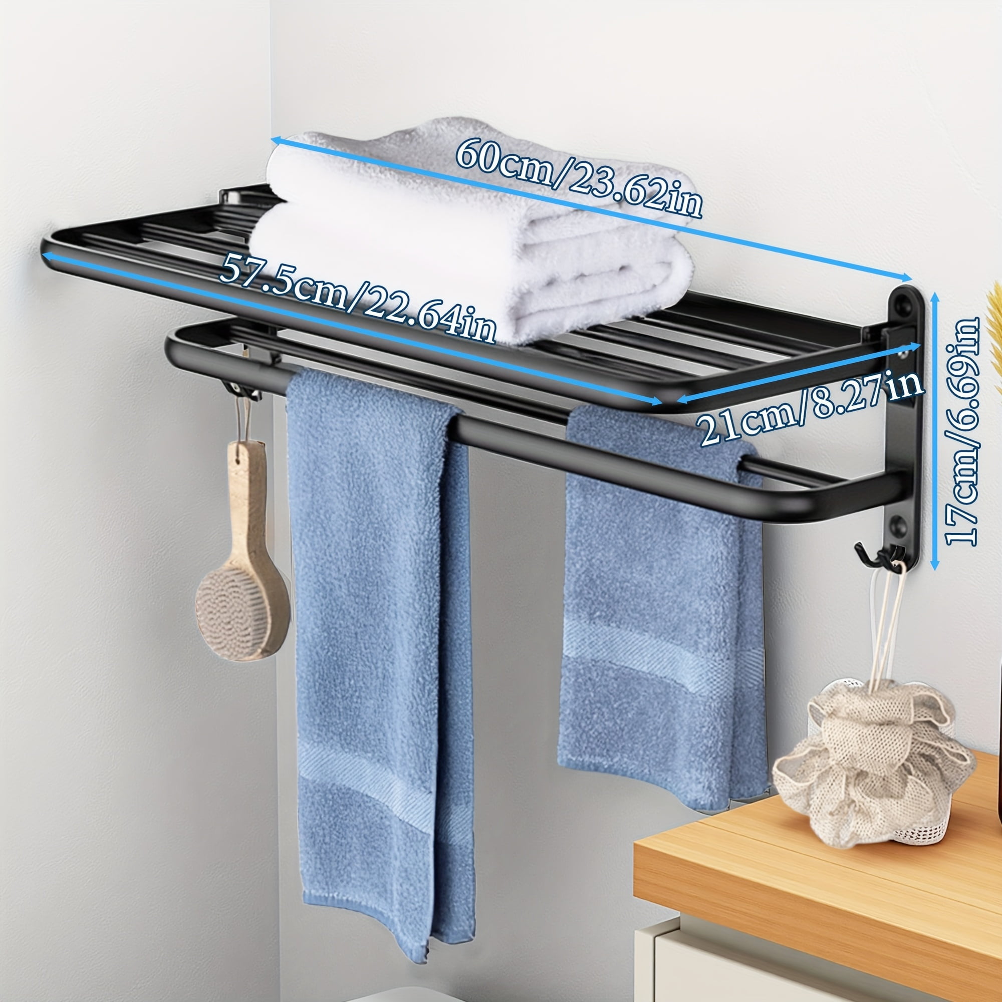 [Foldable Aluminum Towel Rack] Aluminum Foldable Towel Rack | Double ...