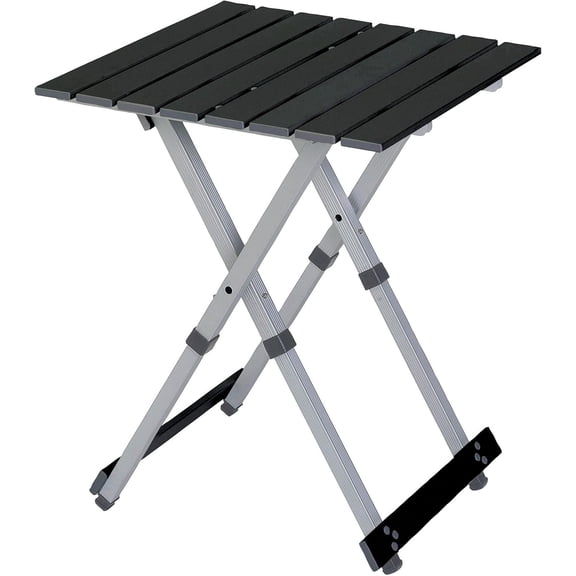 Foldable Aluminum Tray Table with Carry Handle, Black Chrome Finish, 20 Inch Rectangular, 60 lb Capacity