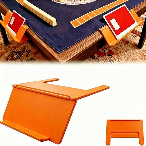 Foldable Angled Slide-In Mahjong Card Holder, Space Saving Portable American Mahjong Table Stand for Game Night Player Gift (Orange)