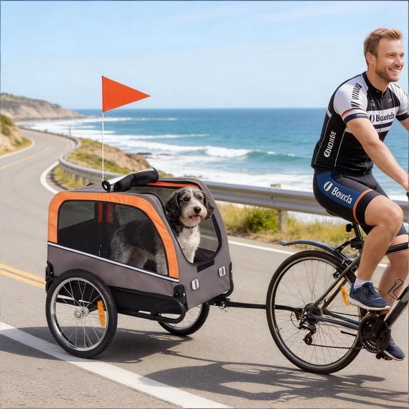 Foldable Animal Bike Trailer, Pet Cart Bicycle Carrier, Dog Bike Trailer