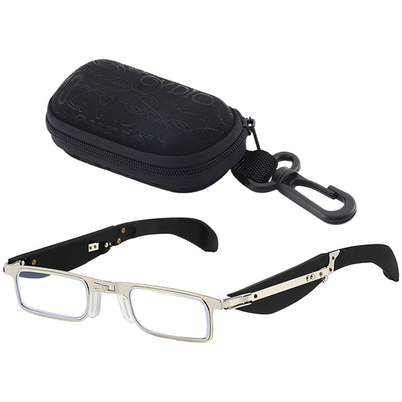 Foldable Anti-Blue Light Reading Glasses +2.50 with Case, Blue Light Blocking Foldable Readers for Seniors, HD Clear Lens Senior Magnifying Glasses for Men Women, Metal Frame Reading Eyewear