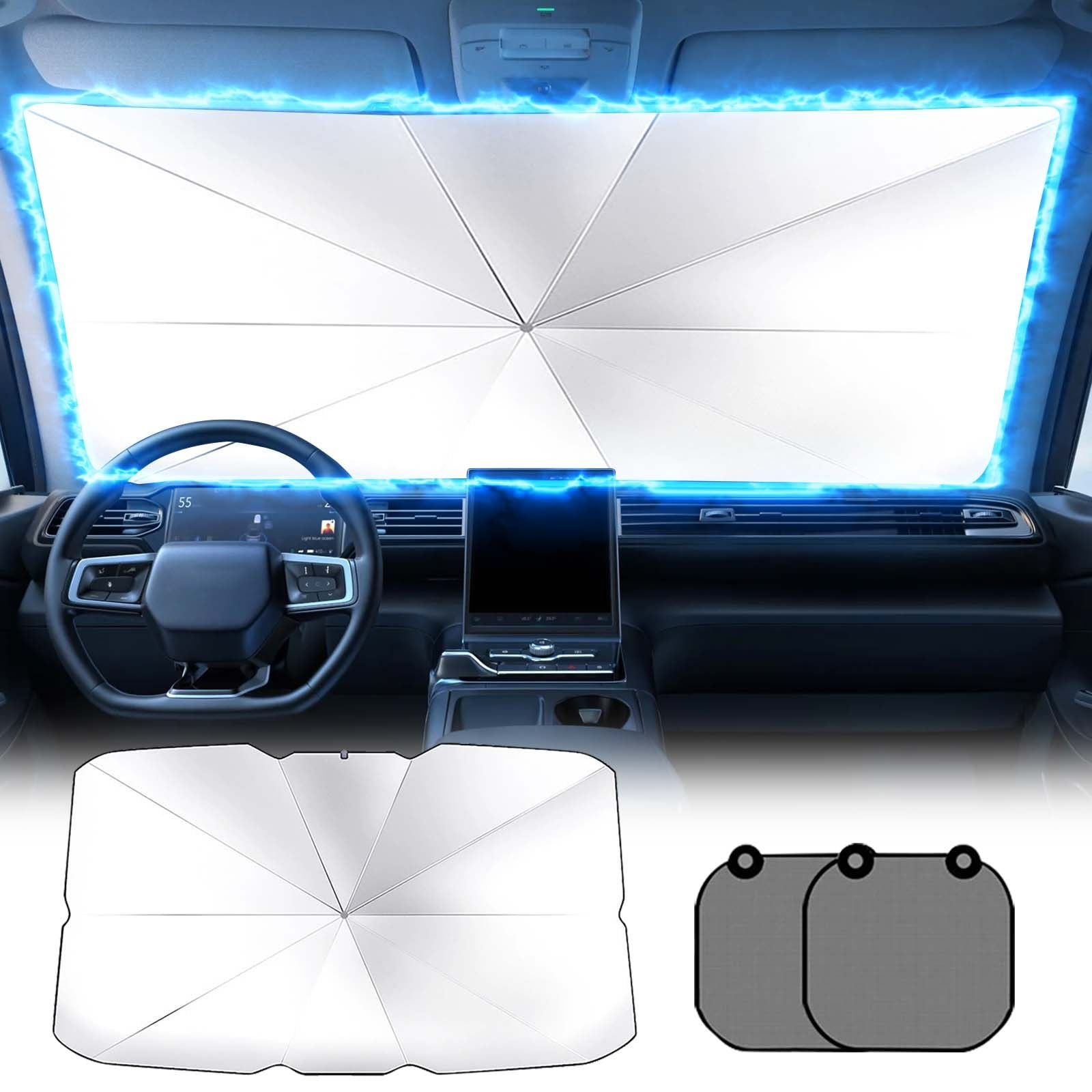 2 Pack] iClover Car Window Shade Sunshade Jumbo-Shields