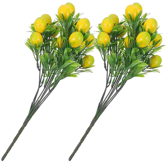 Foldable Artificial Lemon Branch Fruit Branches Vase Filling Decorations for Wedding Party Plastic Lemon Stem Diy Lemon Decor 2pcs, Typpkmm