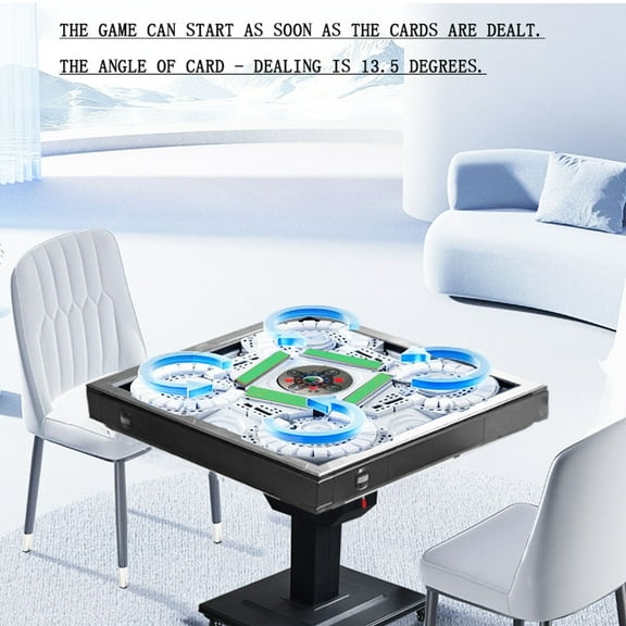 Foldable Automatic Mahjong Table with Wheels 42mm Tiles with 2 Sets of Numbered Tiles (Blue & Green) Suitable for Chinese, Americans, Mahjong Sets for Home & Outdoor Leisure