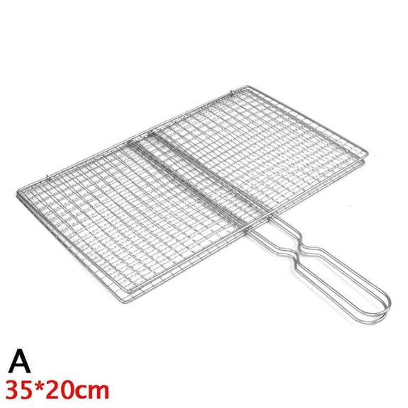Metal Barbecue Net with Foldable Handle and Large Grilling Area for Outdoor Camping and Picnic