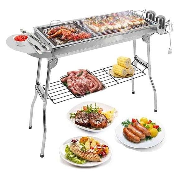 Foldable BBQ Grill Portable Charcoal Barbeque Grill Stainless Steel BBQ Grill For Picnic Camping Backyard Cooking for Outdoor Cooking Camping Picnics