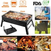 Foldable BBQ Grill, iMounTEK Metal Charcoal Grill for Outdoor Camping Garden Grilling, 17.7x11x10in