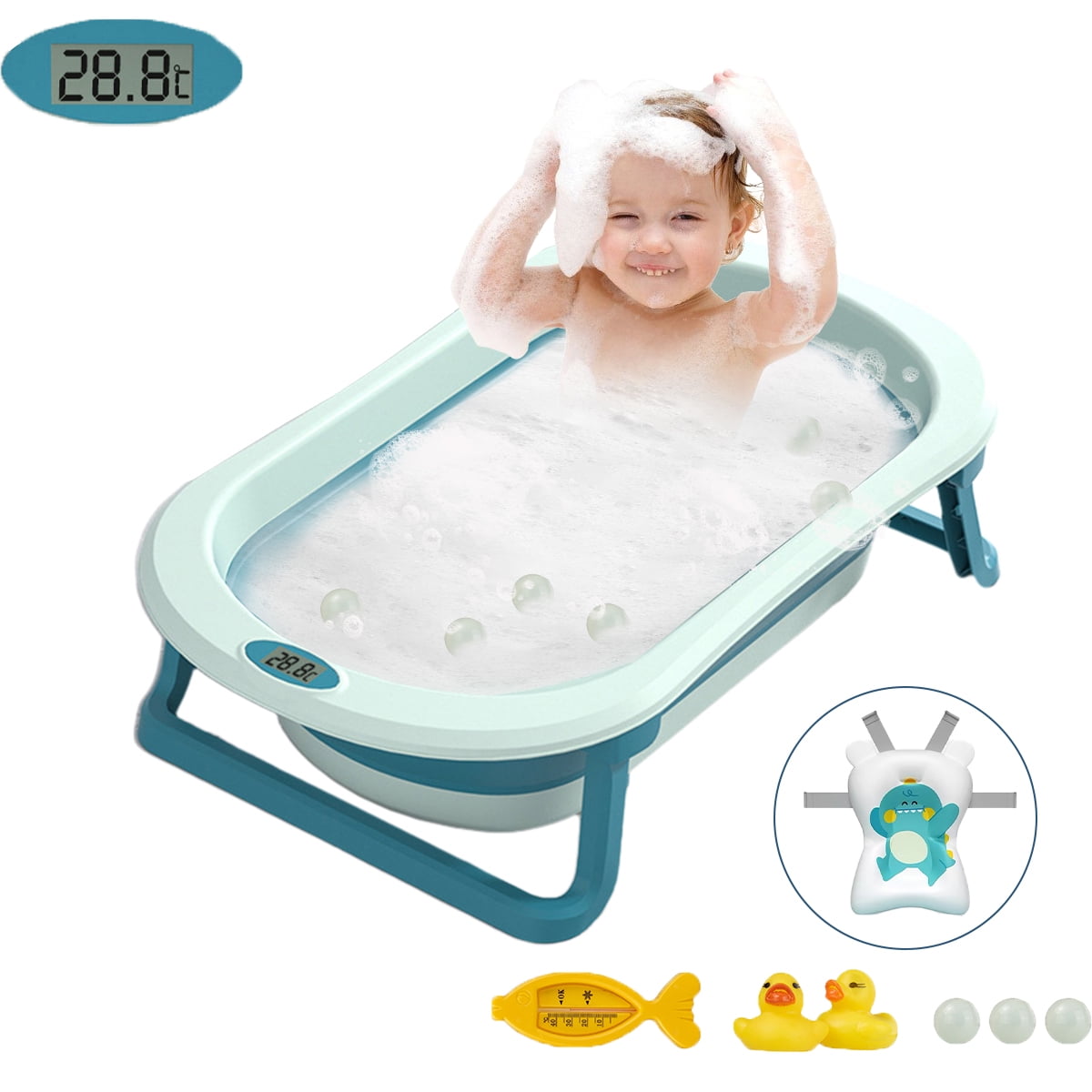 Foldable Baby Bathtub, Infant Shower Sink, Portable Baby Bath Seat