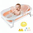 thumbnail image 1 of HENG Co. Baby Bathtub for Infants to Toddler with Drain Plug, Unisex Kids Bathtub for Newborn 0-36 Month (Pink+Net), 1 of 10