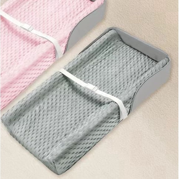 Foldable Baby Changing Pad 2-in-1 Converts to Carry Bag Handle Portable Waterproof Non-Slip Safety Belt Grey