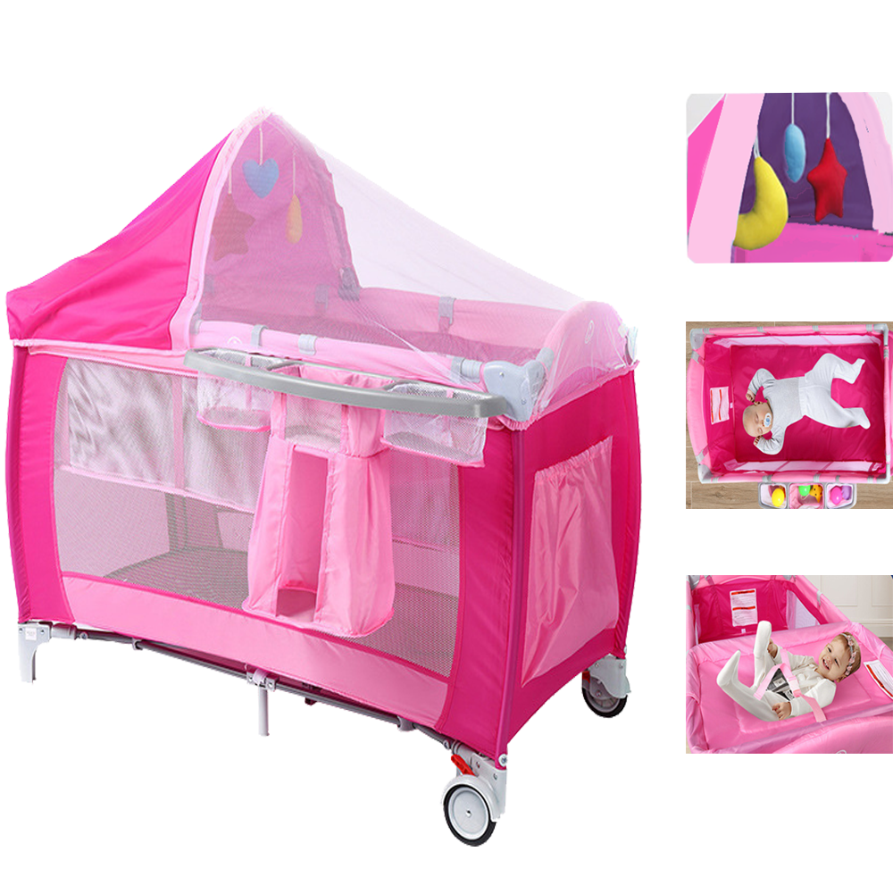 Foldable Baby CribPink