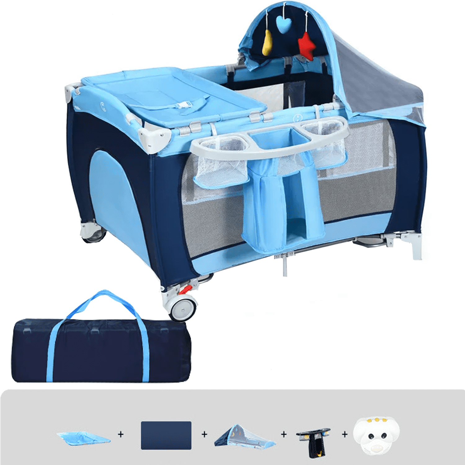 Foldable Baby Crib w Bag Blue