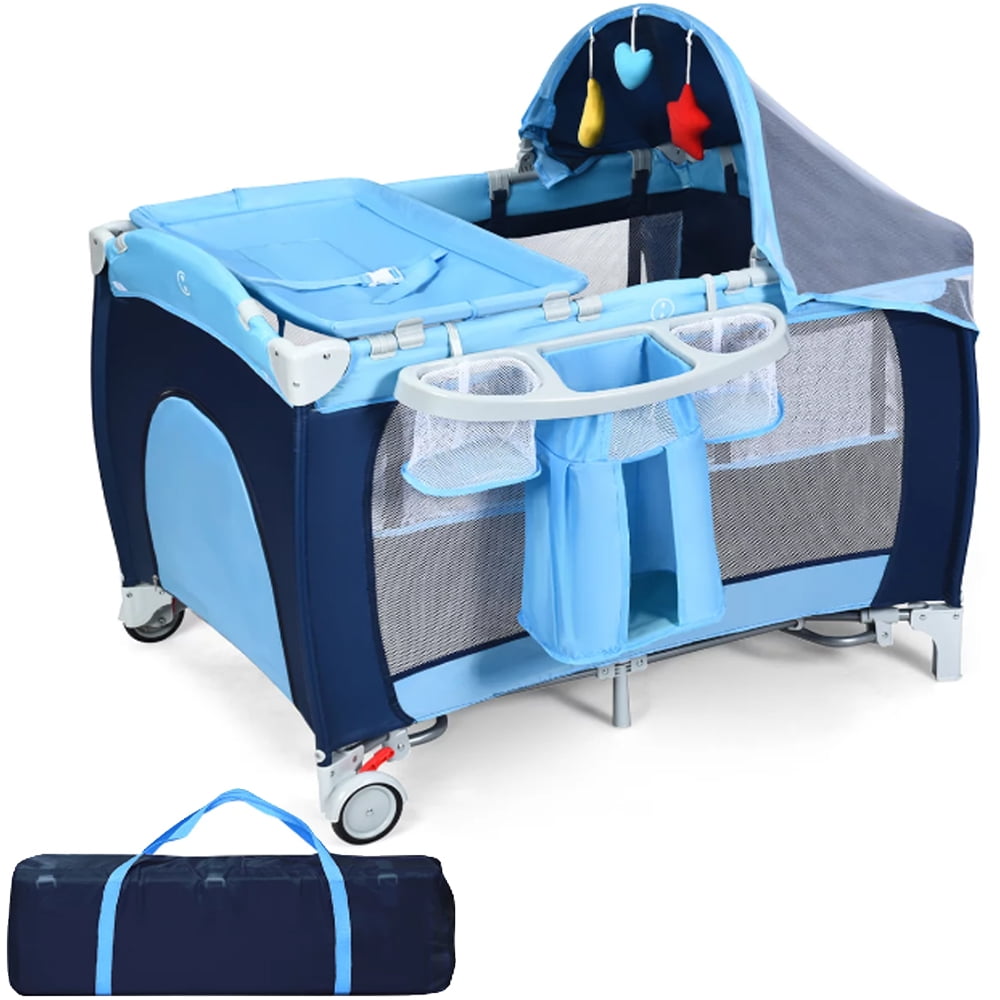 Foldable Baby Crib w Bag Blue