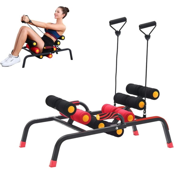 Foldable Back Extension Machine Home Gym Sit Up Machine for Glute & Ab Workouts Squat Machine for Home Gym Back Exercise for Lower Back Training with Resistance Bands