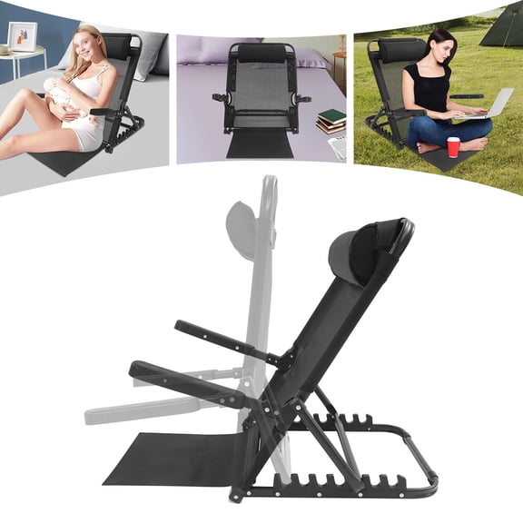 Foldable Back Support for Bed, Liftable Backrest Chair with Armrests, Adjustable Angles 40-90 Degree, Portable Bed Back Rest for Reading, Watching TV, Working, for Elderly, Patients, Home Care