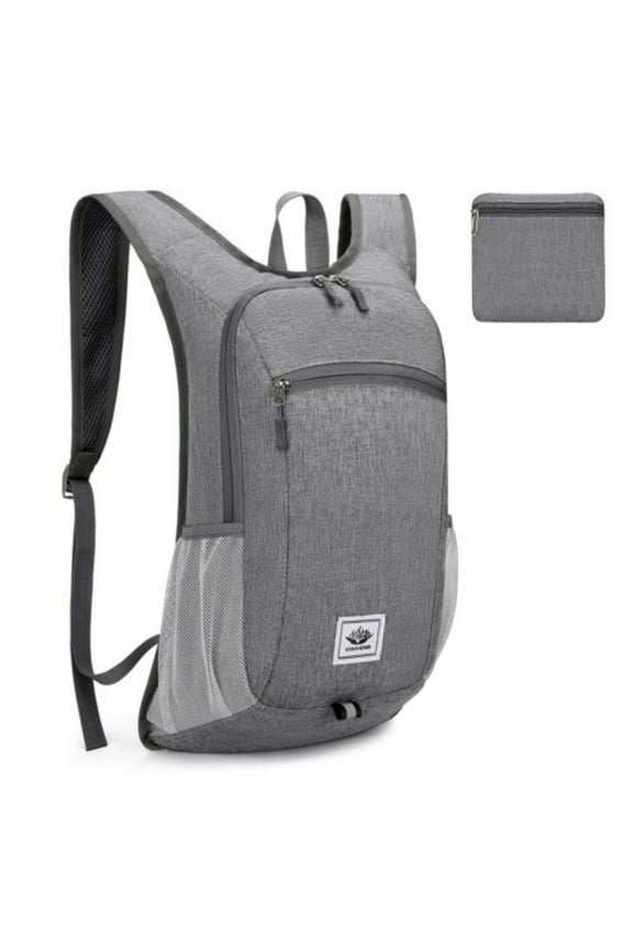 Foldable Backpack 1PC,DaypackL Water-Resistant Packable Bag for Travel Hiking Cycling with Reflective Safety Strips(Gray)