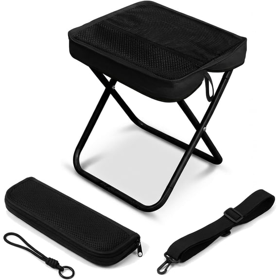Foldable Backpack Stool, 2-in-1 Portable Camping Stool with Sling Bag, 260LBS Capacity Lightweight Aluminum Frame, Compact Foldable Stool for Adults for Hiking, Fishing, Travel, Outdoor Events