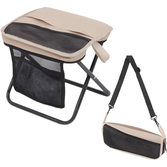 Foldable Backpack Stool, 2-in-1 Portable Outdoor Seat with X-Bracket Frame & Premium Fabric, Ultralight Compact Folding Stool for Camping, Hiking, Fishing, Beach, Picnics and Concerts