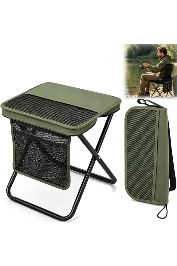 Foldable Backpack Stool for Adults, Foldable Backpack Stool 2 in 1 Portable Collapsible Chair 265 lbs Heavy Duty Portable Chair with Sling Bag for Camping Fishing Hiking Travel Outdoor (Black)