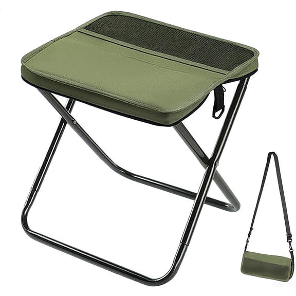 Foldable Backpack Stool, Mountaineering and Hiking Portable Stool, Outdoor Zipper Pack Folding Chair for Traveling, Camping, Fishing and Subway, Maximum Weight 330 Lbs