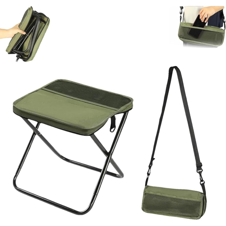 Small Folding Stool – Mini Portable Camping Chair, Lightweight Aluminum, 225lb Capacity