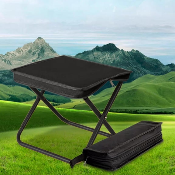 Foldable Backpack Stool,Portable Stools For Adults,11inch Folding Stool Portable Handle Bag Mini Folding Chair Fishing Stool Queueing Zipper Stool Camping Fully Foldable Chair.(Black)