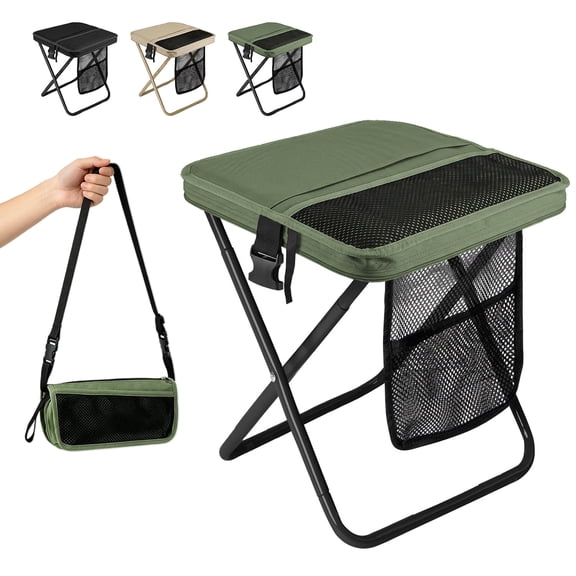 Foldable Backpack Stool for Adults, 16in Portable Camping Stool with Sling Bag, Ultralight for Camping, Fishing, Hiking, Travel & Picnic