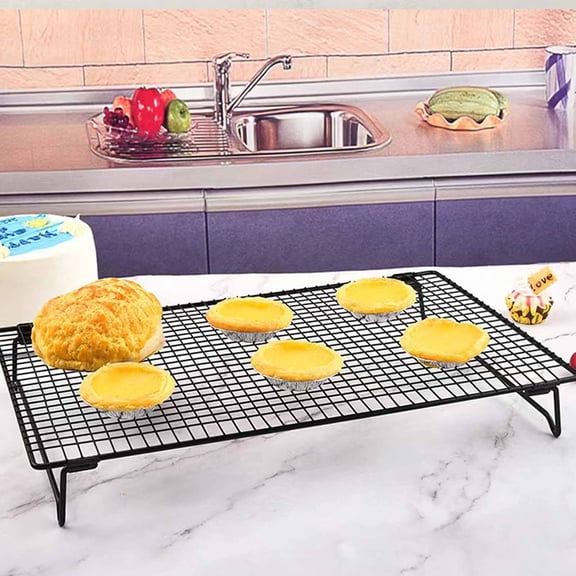 Foldable Baking Rack Non-Stick, Cooling Mesh for Cake Bread, Multi-Use BBQ Grill Grid for Oven Kitchen Dessert Roasting Cooking Accessory