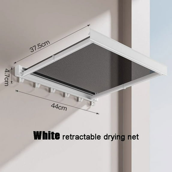 Foldable Balcony Drying Rack - Aluminum Alloy | Non-Perforated Installation | Retractable Design | Suction Cup Mount | 17.32x14.76in | Clothes, Towels, Socks