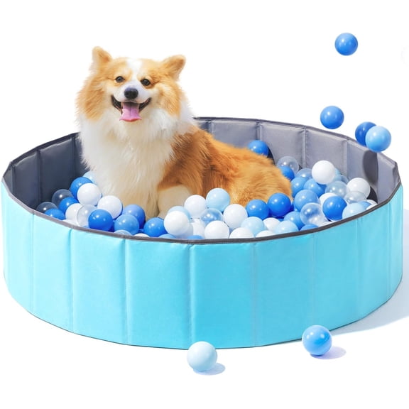 Foldable Ball Pit for Dogs, 31.5 Inch Ball Pits for Babies Toddlers Round, Kiddie Baby Playpen Ball Pool, Idea Toy Gift for Babies-Balls NOT Included (Light Blue)