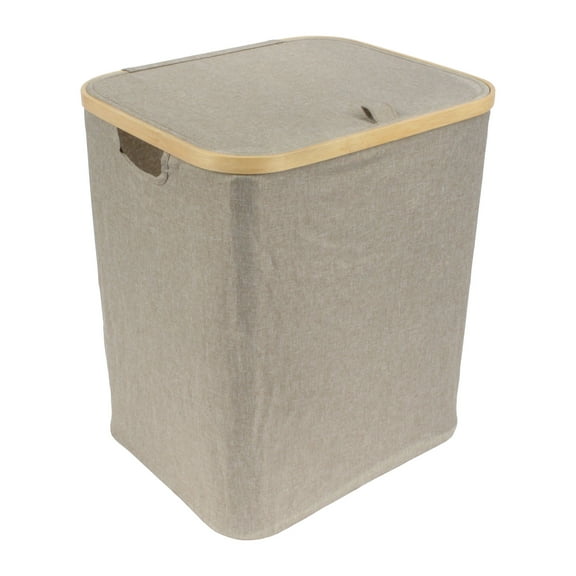 Foldable Bamboo Laundry Hamper with Lid - Decor Essentials for Any Room - Large - Rectangular - Brown